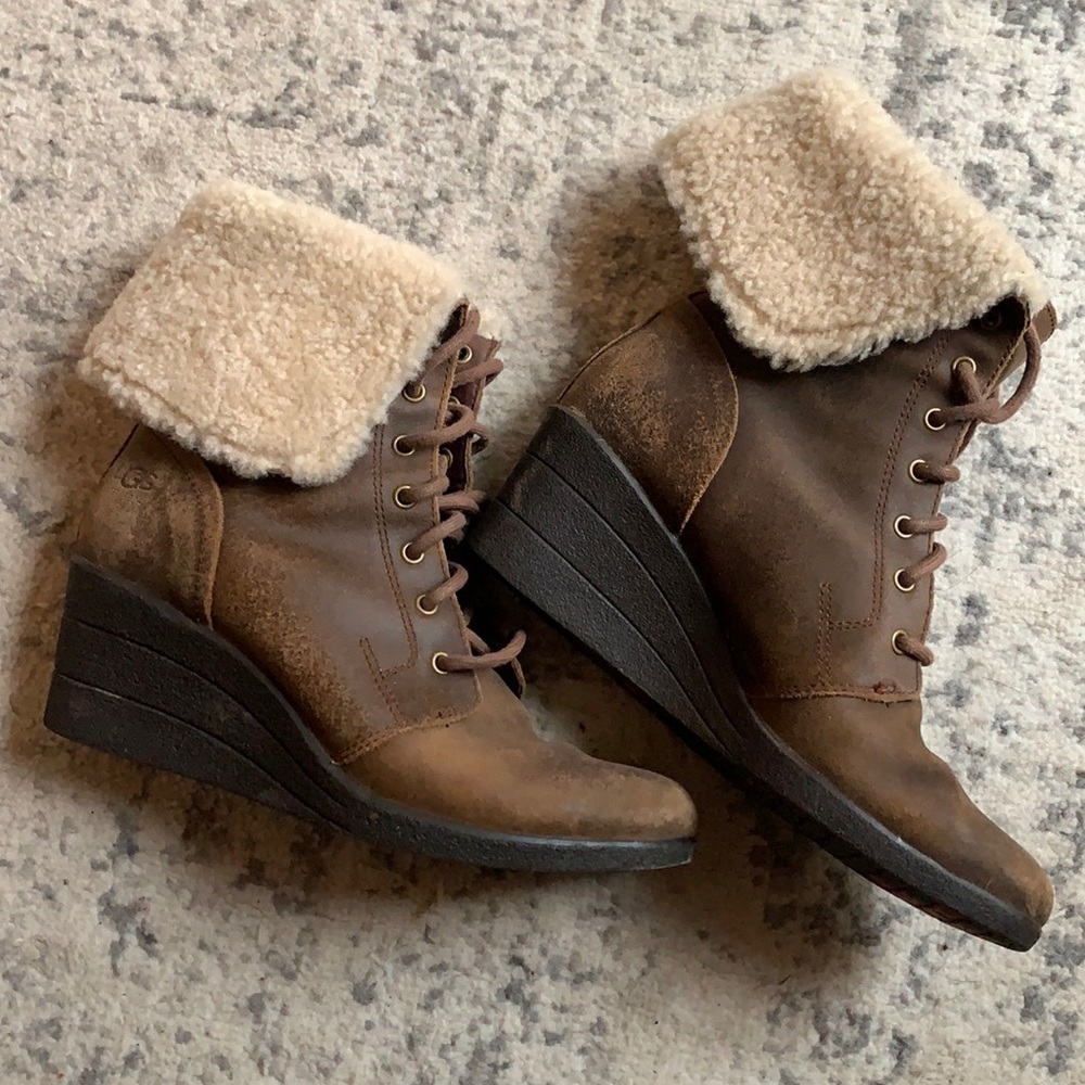 UGG Zea Waterproof Shearling Lined Wedge Boots
